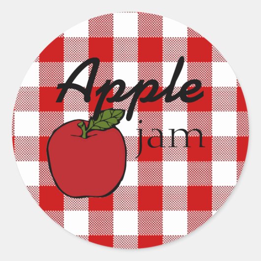 Red Gingham Apple Jam Runder Aufkleber (Vorderseite)