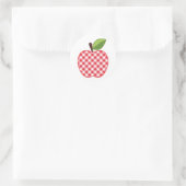 Red Gingham Apple Runder Aufkleber (Tasche)