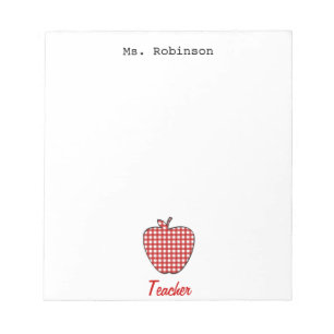 Red Gingham Apple Teacher Notizblock