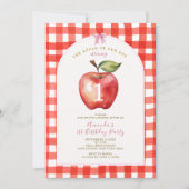 Red Gingham Apple unsere Augen Baby Dusche Einladung (Vorderseite)