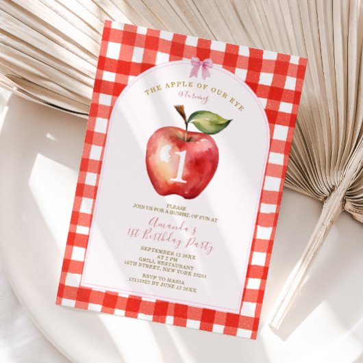 Red Gingham Apple unsere Augen Baby Dusche Einladung