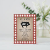 Red Gingham Baby Q Baby Dusche Einladung (Stehend Vorderseite)
