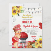 Red Gingham Backyard Baby-Q Girl Baby Dusche Einladung (Vorderseite)