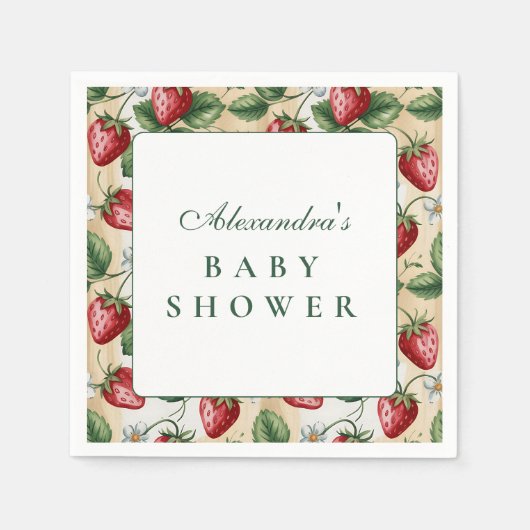 Red Gingham Berry Baby Shower Serviette (Vorderseite)