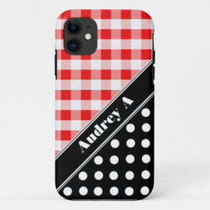 Red Gingham Black Polka Dot iPhone 5 Fall Case-Mate iPhone Hülle