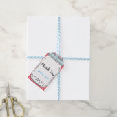 Red Gingham & Blue Mason Jar Rustic Country Gefall Geschenkanhänger (Mit Garn)