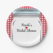 Red Gingham & Blue Mason Jar Rustic Country Party Pappteller (Vorderseite)