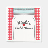 Red Gingham & Blue Mason Jar Rustic Country Party Serviette (Vorderseite)