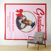 Red Gingham Bow Photo Graduation Backdrop Wandteppich (Beispiel (Horizontal))