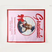 Red Gingham Bow Photo Graduation Backdrop Wandteppich (Vorderseite (Horizontal))