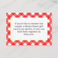Red Gingham Brautparty Enclosure Card
