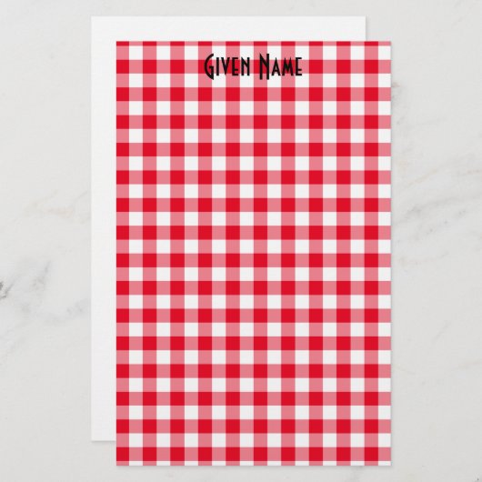 Red Gingham Briefpapier (Vorne/Hinten)