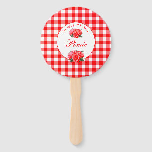 Red Gingham Buffalo Karierter Karo Summer Picnic Fächer