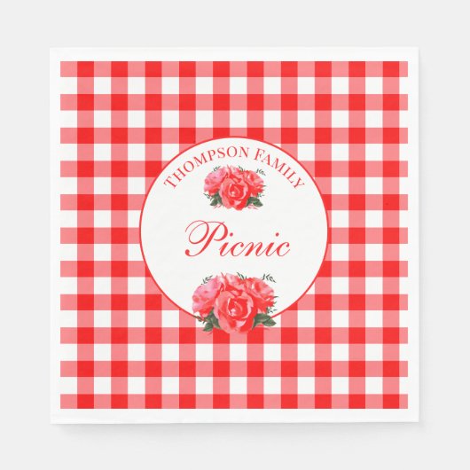 Red Gingham Buffalo Karo Picnic Paper Napkin Serviette (Vorderseite)