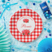 Red Gingham Buffalo Personalisiert Picnic Pappteller (Party)