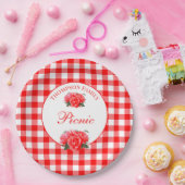 Red Gingham Buffalo Personalisiert Picnic Pappteller (Party)