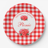 Red Gingham Buffalo Personalisiert Picnic Pappteller (Vorderseite)