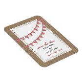 Red Gingham Bunting Burlap wurde Save the Date Ins Magnet (Rechte Seite)