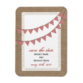 Red Gingham Bunting Burlap wurde Save the Date Ins Magnet (Vertikal)