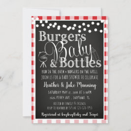 Red Gingham Burgers Bottles Baby Shower Einladung