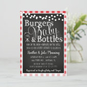 Red Gingham Burgers Bottles Baby Shower Einladung (Stehend Vorderseite)