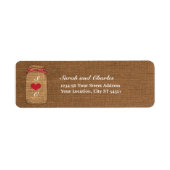 Red Gingham & Burlap Mason Jar Rücksendeadresse (Vorne)