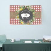 Red Gingham Burlap Pig Floral Birthday Grillen Banner (Messeveranstaltung)