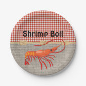 Red Gingham Burlap Rope Shrimp Boil Party Pappteller (Vorderseite)