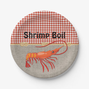 Red Gingham Burlap Rope Shrimp Boil Party Pappteller