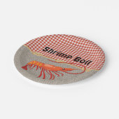 Red Gingham Burlap Rope Shrimp Boil Party Pappteller (Schrägansicht)