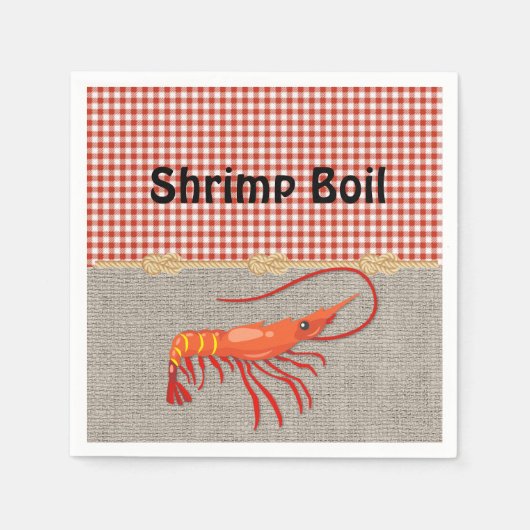 Red Gingham Burlap Rope Shrimp Boil Serviette (Vorderseite)