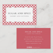 Red Gingham Business Card Visitenkarte (Vorne/Hinten)