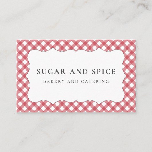 Red Gingham Business Card Visitenkarte (Vorderseite)