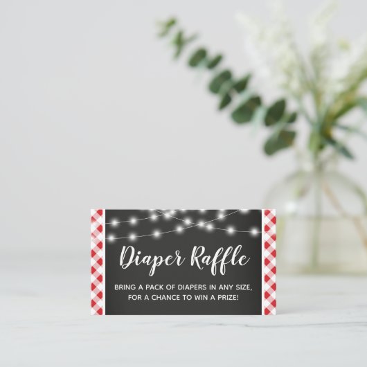Red Gingham Chalkboard Babydusche Windelwindeln Begleitkarte (Stehend Vorderseite)