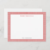 Red gingham Check Merry Christmas Note Card Dankeskarte (Vorne/Hinten)
