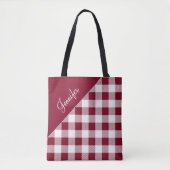 Red Gingham Checked Pattern Muster Tasche (Vorderseite)