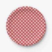 Red Gingham Checkered GRILLEN Party Pappteller (Vorderseite)