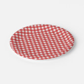 Red Gingham Checkered GRILLEN Party Pappteller (Schrägansicht)