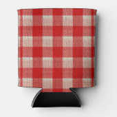 Red Gingham Checkered Pattern Burlap Look Dosenkühler (Vorderseite)