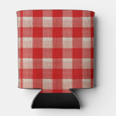 Red Gingham Checkered Pattern Burlap Look Dosenkühler (Rückseite)