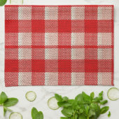 Red Gingham Checkered Pattern Burlap Look Geschirrtuch (Gefaltet)