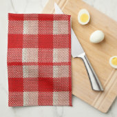 Red Gingham Checkered Pattern Burlap Look Geschirrtuch (Viertel Falte)