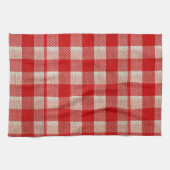 Red Gingham Checkered Pattern Burlap Look Geschirrtuch (Horizontal)