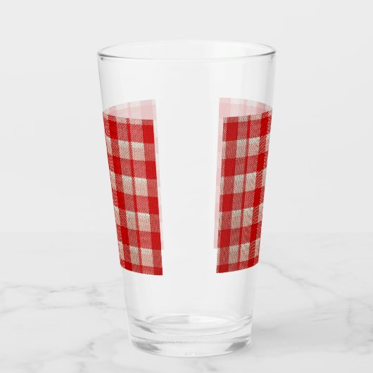 Red Gingham Checkered Pattern Burlap Look Glas (Links)