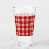 Red Gingham Checkered Pattern Burlap Look Glas (Vorderseite)