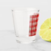Red Gingham Checkered Pattern Burlap Look Schnapsglas (Links)