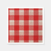 Red Gingham Checkered Pattern Burlap Look Serviette (Vorderseite)