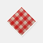 Red Gingham Checkered Pattern Burlap Look Serviette (Ecke)