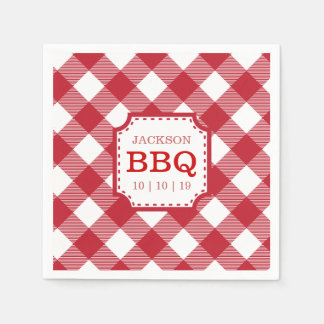 Red Gingham Checkered Patternpapier Napkin Serviette