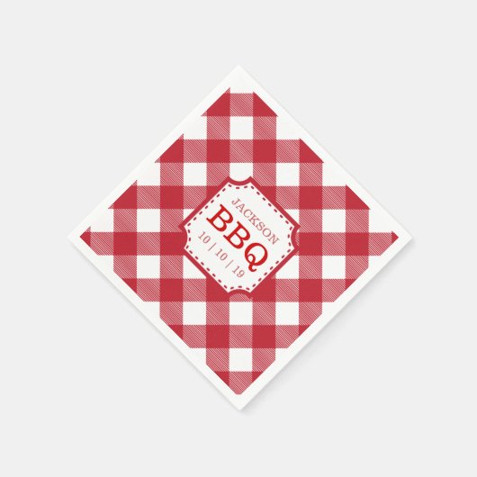 Red Gingham Checkered Patternpapier Napkin Serviette (Ecke)